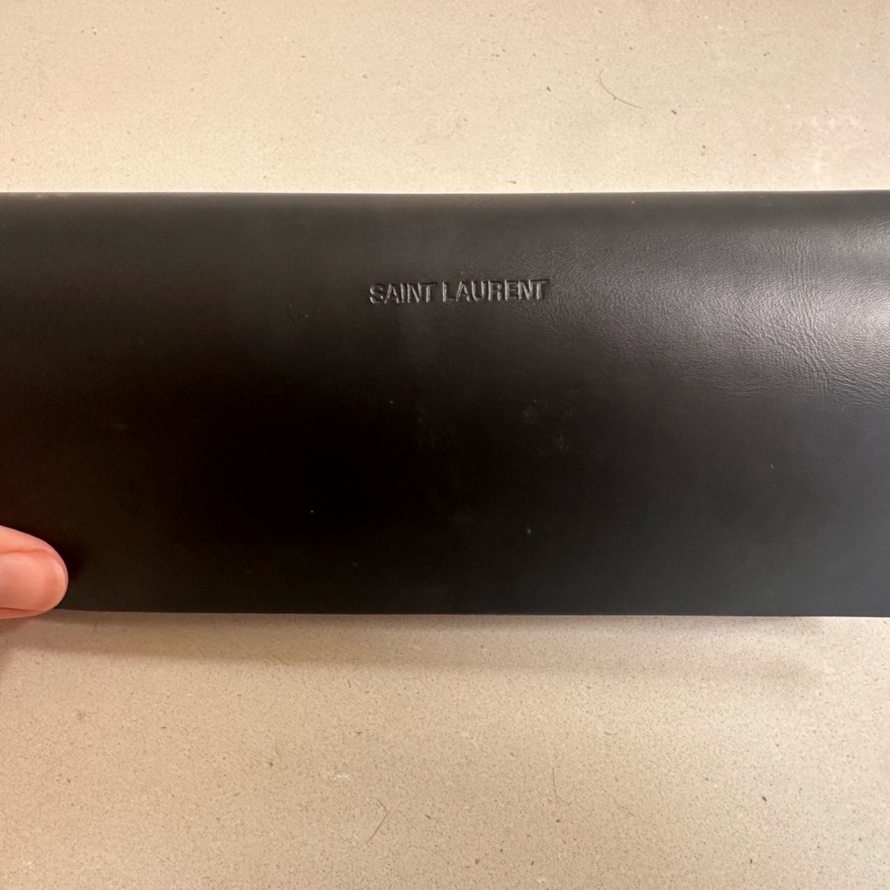 Saint Laurent Sleek Black Leather Clutch